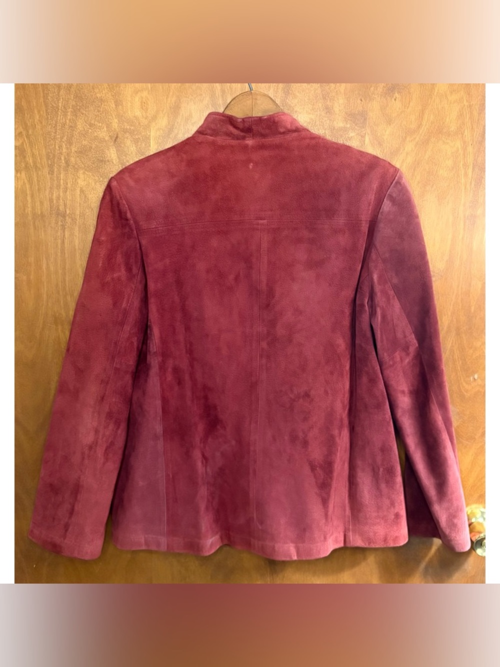 Overland Sheepskin Co Vintage 70s Red Burgundy Leather Suede Open Front Jacket - Picture 2 of 15